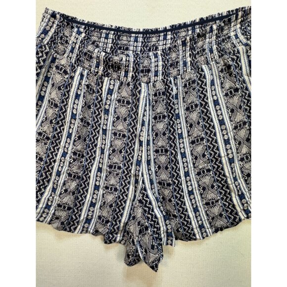 NWT Knox Rose Striped Mid-Rise Boho Shorts Women XXL Blue White Striped Smocked - Picture 5 of 12